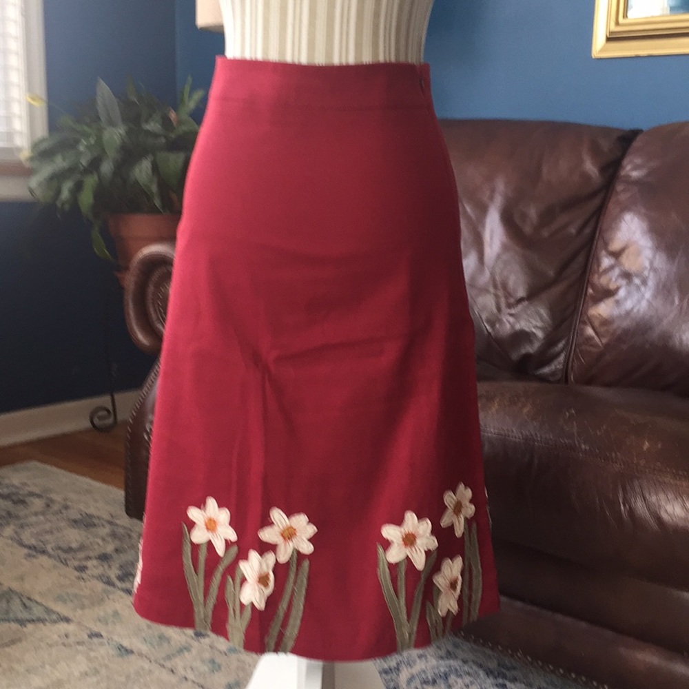 Red skirt with flower detail